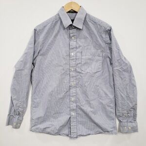 Eddie Bauer Legend Wash Mens M Blue Micro Check Cotton Button Up Shirt Preppy
